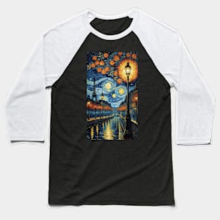 Starry Night Over Paris: Van Gogh Inspired Eiffel Tower Baseball T-Shirt